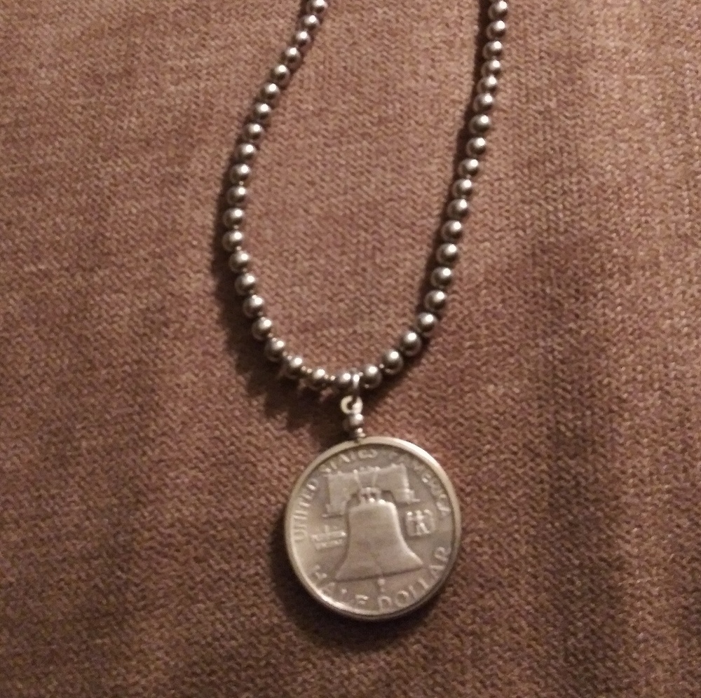 Genuine Franklin silver half dollar necklace